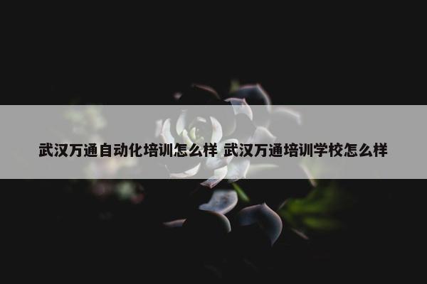 武汉万通自动化培训怎么样 武汉万通培训学校怎么样