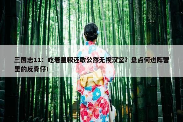 三国志11：吃着皇粮还敢公然无视汉室？盘点何进阵营里的反骨仔！