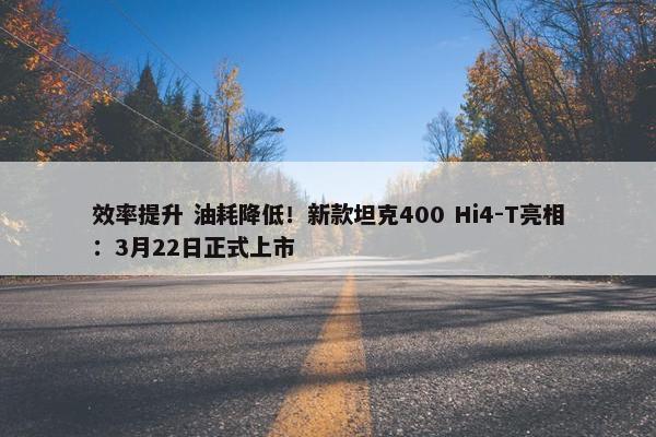 效率提升 油耗降低！新款坦克400 Hi4-T亮相：3月22日正式上市