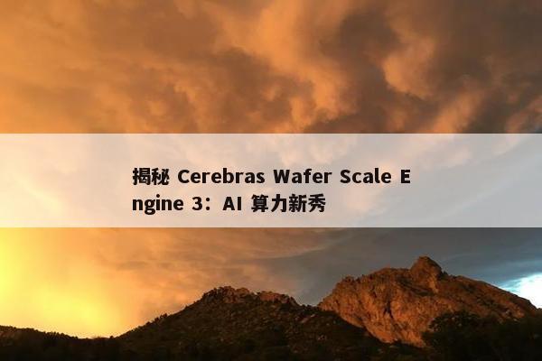 揭秘 Cerebras Wafer Scale Engine 3：AI 算力新秀