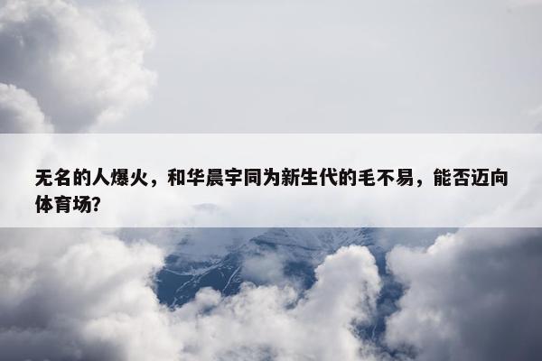 无名的人爆火，和华晨宇同为新生代的毛不易，能否迈向体育场？