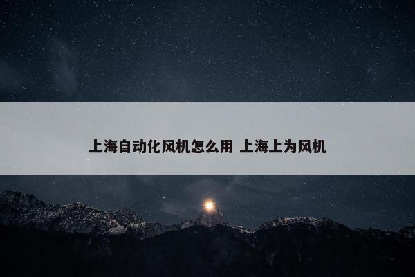 上海自动化风机怎么用 上海上为风机