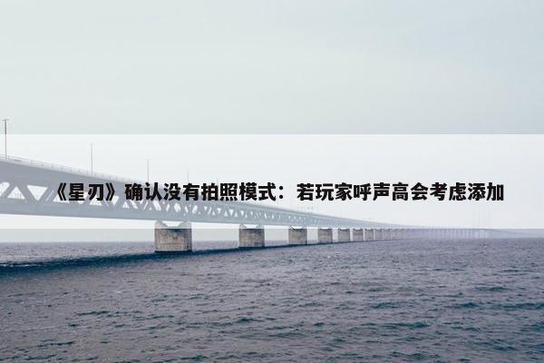 《星刃》确认没有拍照模式：若玩家呼声高会考虑添加