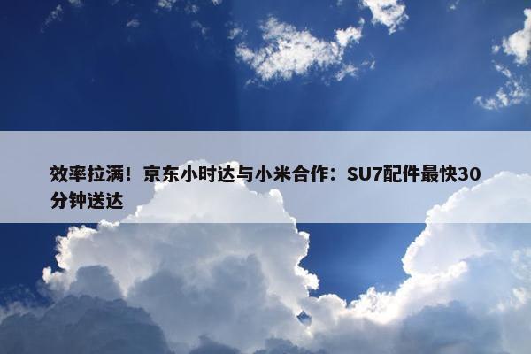 效率拉满！京东小时达与小米合作：SU7配件最快30分钟送达