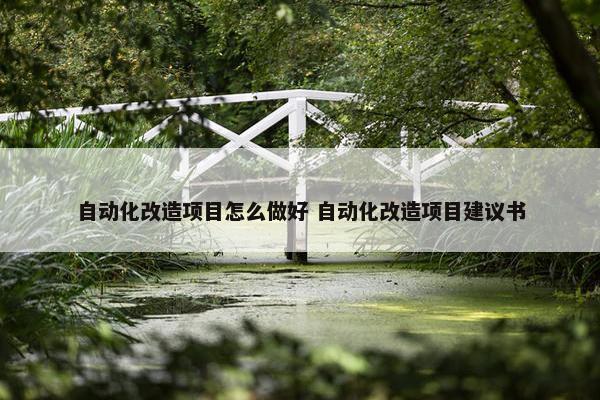 自动化改造项目怎么做好 自动化改造项目建议书