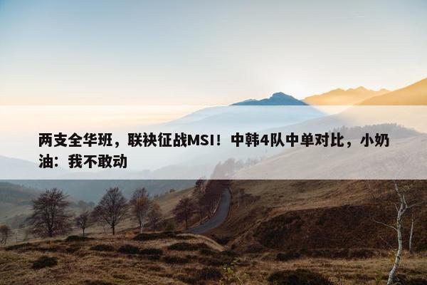 两支全华班，联袂征战MSI！中韩4队中单对比，小奶油：我不敢动