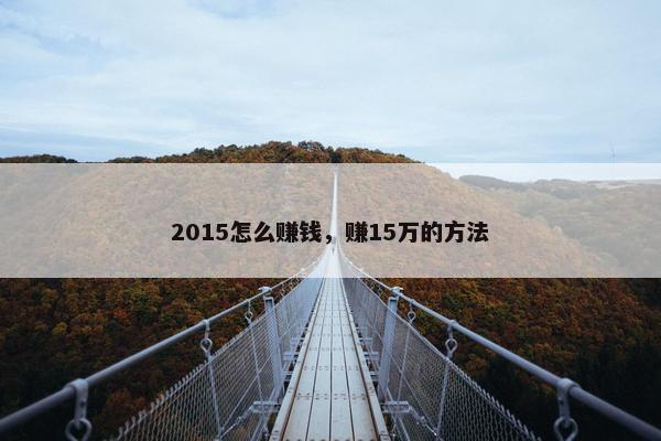 2015怎么赚钱，赚15万的方法