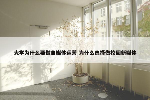 大学为什么要做自媒体运营 为什么选择做校园新媒体