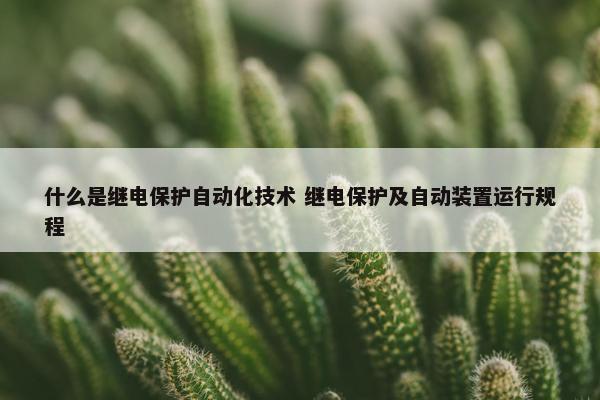 什么是继电保护自动化技术 继电保护及自动装置运行规程