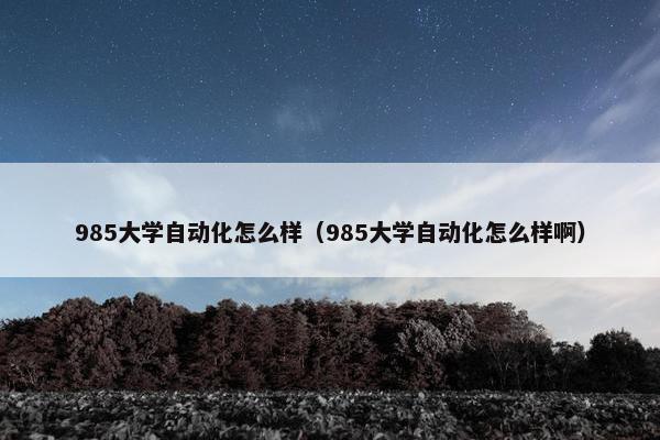 985大学自动化怎么样（985大学自动化怎么样啊）