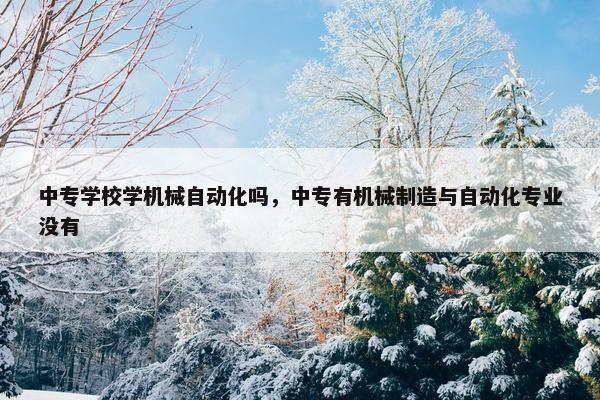 中专学校学机械自动化吗，中专有机械制造与自动化专业没有