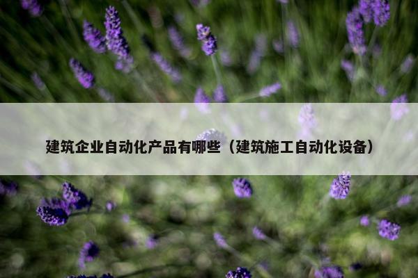 建筑企业自动化产品有哪些（建筑施工自动化设备）