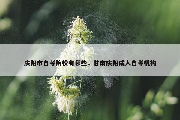 庆阳市自考院校有哪些，甘肃庆阳成人自考机构