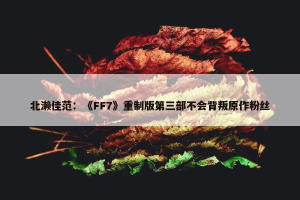 北濑佳范：《FF7》重制版第三部不会背叛原作粉丝