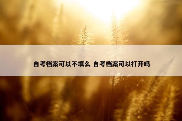 自考档案可以不填么 自考档案可以打开吗