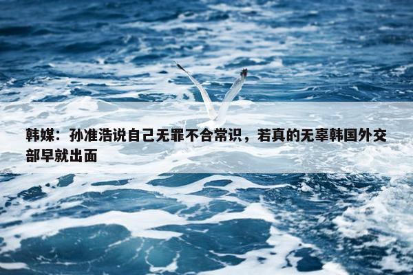 韩媒：孙准浩说自己无罪不合常识，若真的无辜韩国外交部早就出面