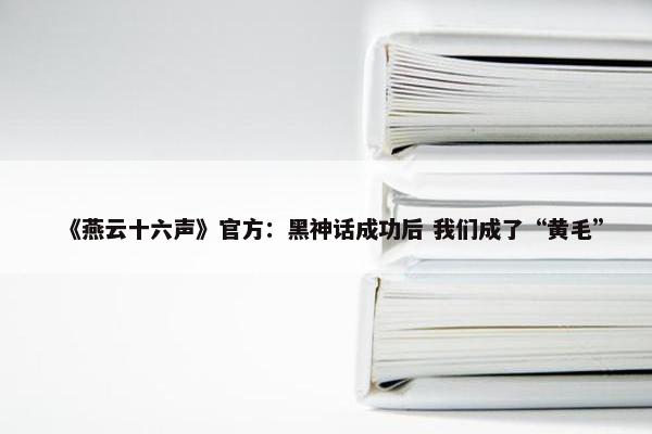 《燕云十六声》官方：黑神话成功后 我们成了“黄毛”