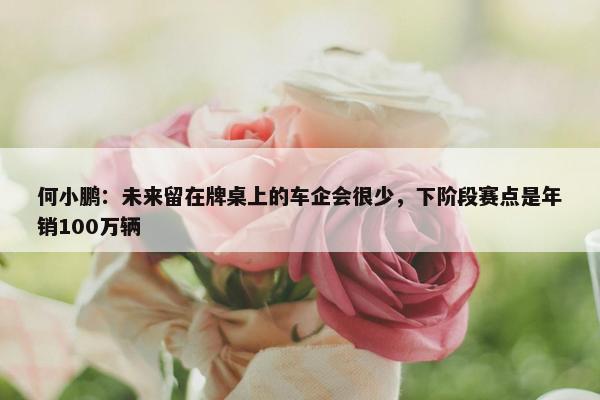 何小鹏：未来留在牌桌上的车企会很少，下阶段赛点是年销100万辆