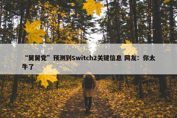 “舅舅党”预测到Switch2关键信息 网友：你太牛了