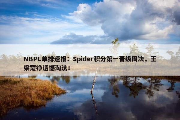 NBPL单排速报：Spider积分第一晋级周决，王梁楚铮遗憾淘汰！