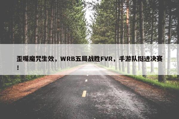 歪嘴魔咒生效，WRB五局战胜FVR，手游队挺进决赛！