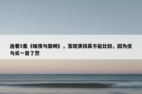 连看5集《暗夜与黎明》，发现演技真不能比较，因为优与劣一目了然