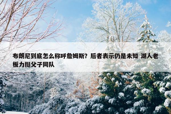 布朗尼到底怎么称呼詹姆斯？后者表示仍是未知 湖人老板力挺父子同队