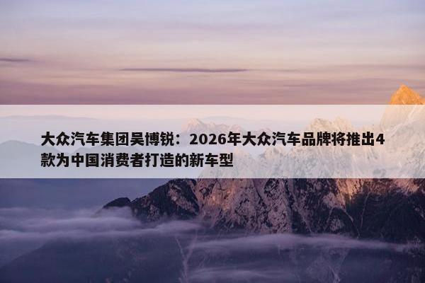 大众汽车集团吴博锐：2026年大众汽车品牌将推出4款为中国消费者打造的新车型