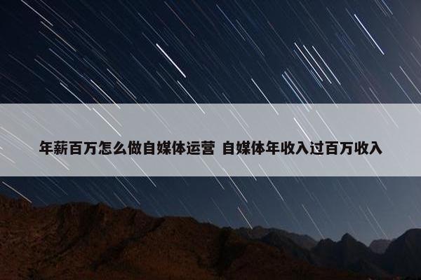 年薪百万怎么做自媒体运营 自媒体年收入过百万收入