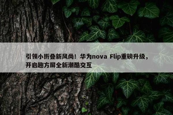 引领小折叠新风尚！华为nova Flip重磅升级，开启趣方屏全新潮酷交互