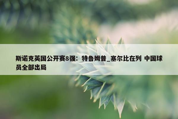 斯诺克英国公开赛8强：特鲁姆普_塞尔比在列 中国球员全部出局