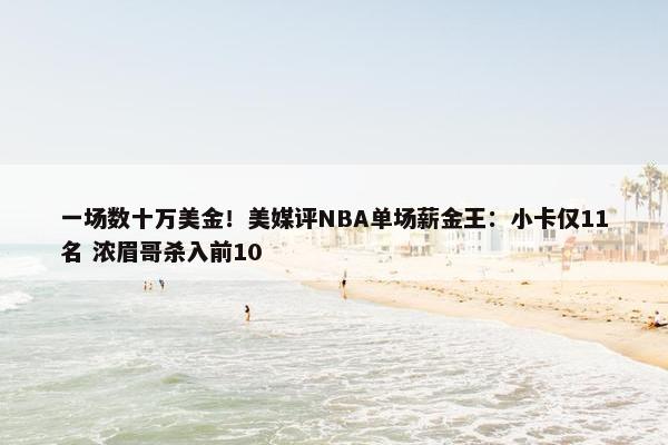 一场数十万美金！美媒评NBA单场薪金王：小卡仅11名 浓眉哥杀入前10