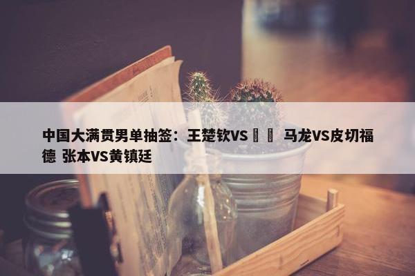 中国大满贯男单抽签：王楚钦VS篠塚 马龙VS皮切福德 张本VS黄镇廷