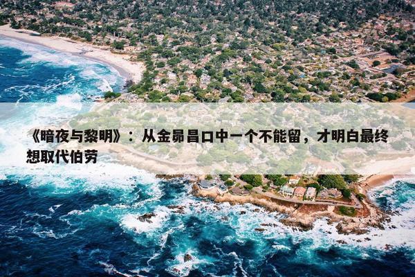 《暗夜与黎明》：从金昴昌口中一个不能留，才明白最终想取代伯劳