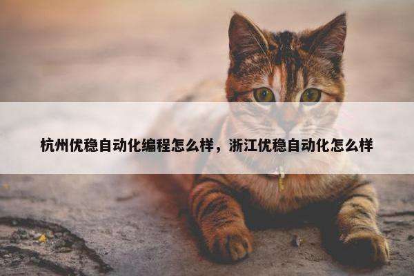 杭州优稳自动化编程怎么样，浙江优稳自动化怎么样