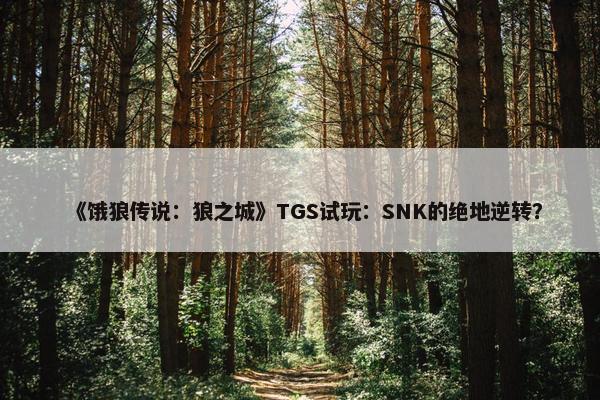 《饿狼传说：狼之城》TGS试玩：SNK的绝地逆转？