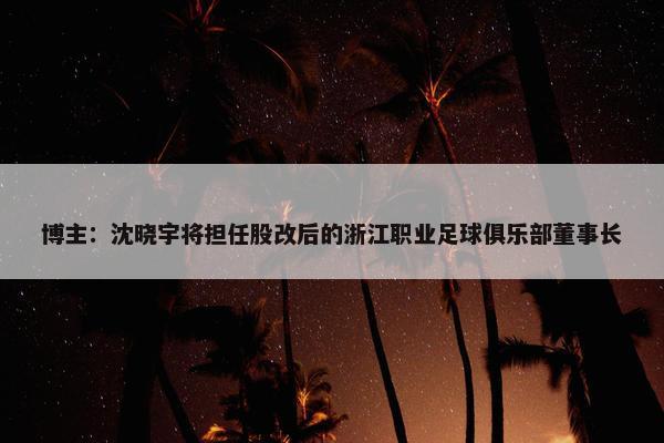 博主：沈晓宇将担任股改后的浙江职业足球俱乐部董事长