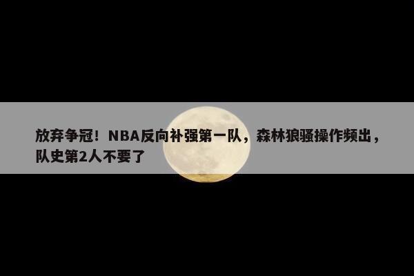 放弃争冠！NBA反向补强第一队，森林狼骚操作频出，队史第2人不要了