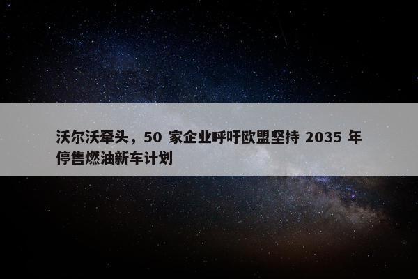 沃尔沃牵头，50 家企业呼吁欧盟坚持 2035 年停售燃油新车计划