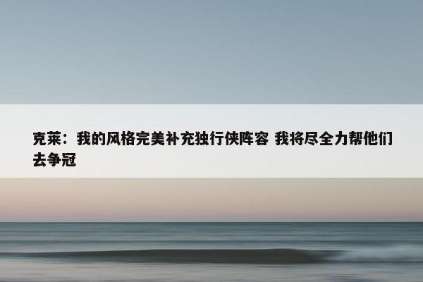 克莱：我的风格完美补充独行侠阵容 我将尽全力帮他们去争冠