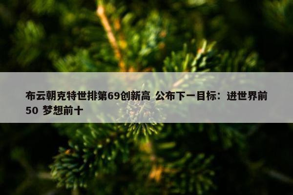 布云朝克特世排第69创新高 公布下一目标：进世界前50 梦想前十