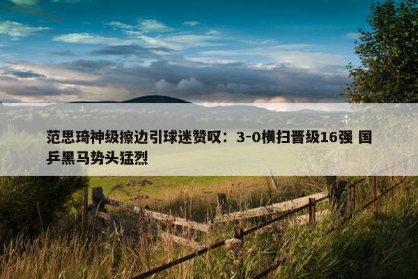 范思琦神级擦边引球迷赞叹：3-0横扫晋级16强 国乒黑马势头猛烈