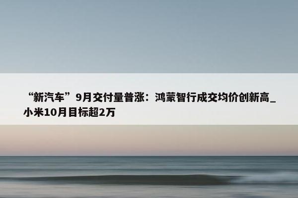 “新汽车”9月交付量普涨：鸿蒙智行成交均价创新高_小米10月目标超2万