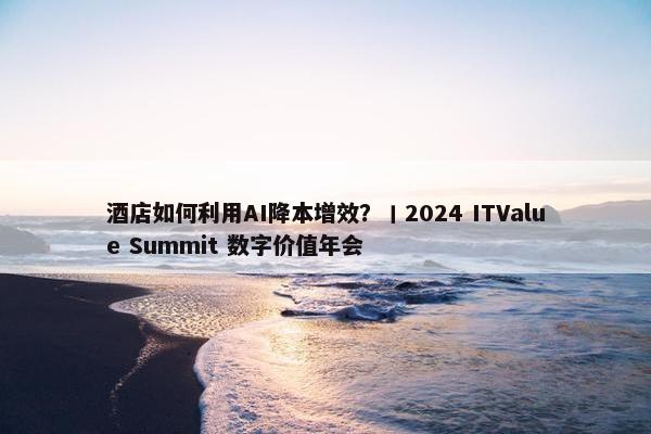 酒店如何利用AI降本增效？丨2024 ITValue Summit 数字价值年会