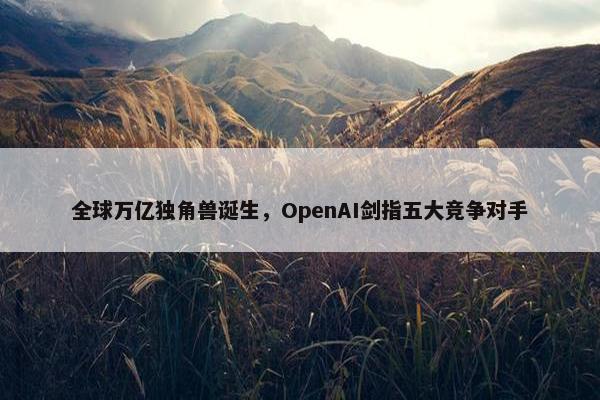 全球万亿独角兽诞生，OpenAI剑指五大竞争对手