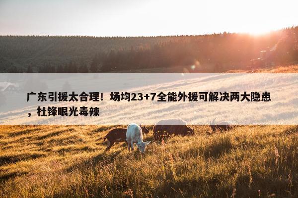 广东引援太合理！场均23+7全能外援可解决两大隐患，杜锋眼光毒辣