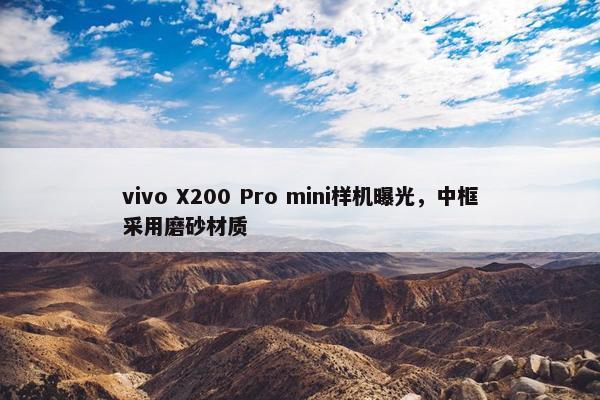 vivo X200 Pro mini样机曝光，中框采用磨砂材质