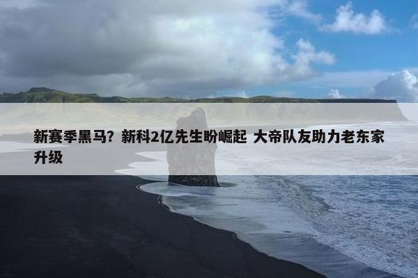 新赛季黑马？新科2亿先生盼崛起 大帝队友助力老东家升级