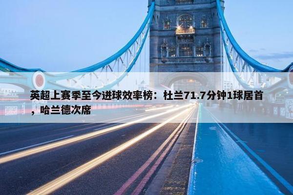 英超上赛季至今进球效率榜：杜兰71.7分钟1球居首，哈兰德次席