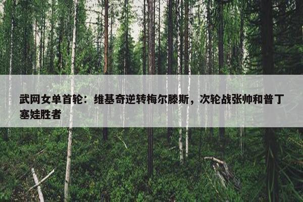 武网女单首轮：维基奇逆转梅尔滕斯，次轮战张帅和普丁塞娃胜者